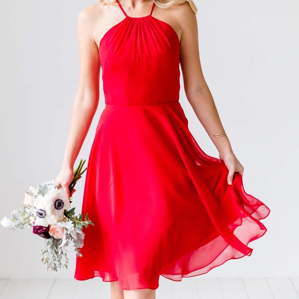 Sexy Red Halter Chiffon Dress by Love Tanya